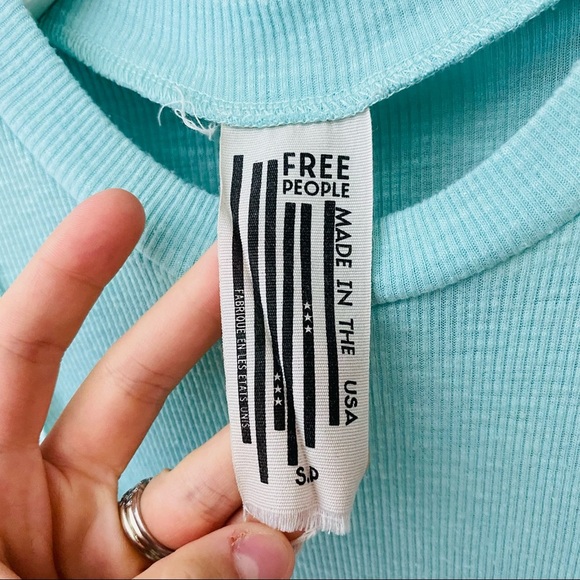 Free People Ribbed Tank Top Teal Sz Small - Picture 4 of 10